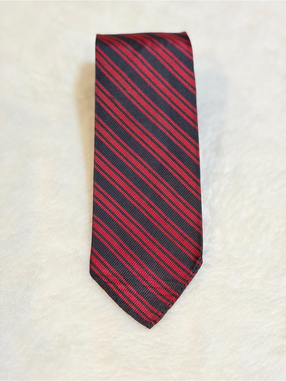 Vintage B. Altman &‎ Co. Red and Black Regimental Repp Striped Men's Tie